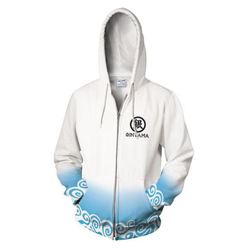 Alma Plateada Gintama Cosplay Sakata Gintoki Sudadera con Cremallera y Capucha para Adultos Unisex